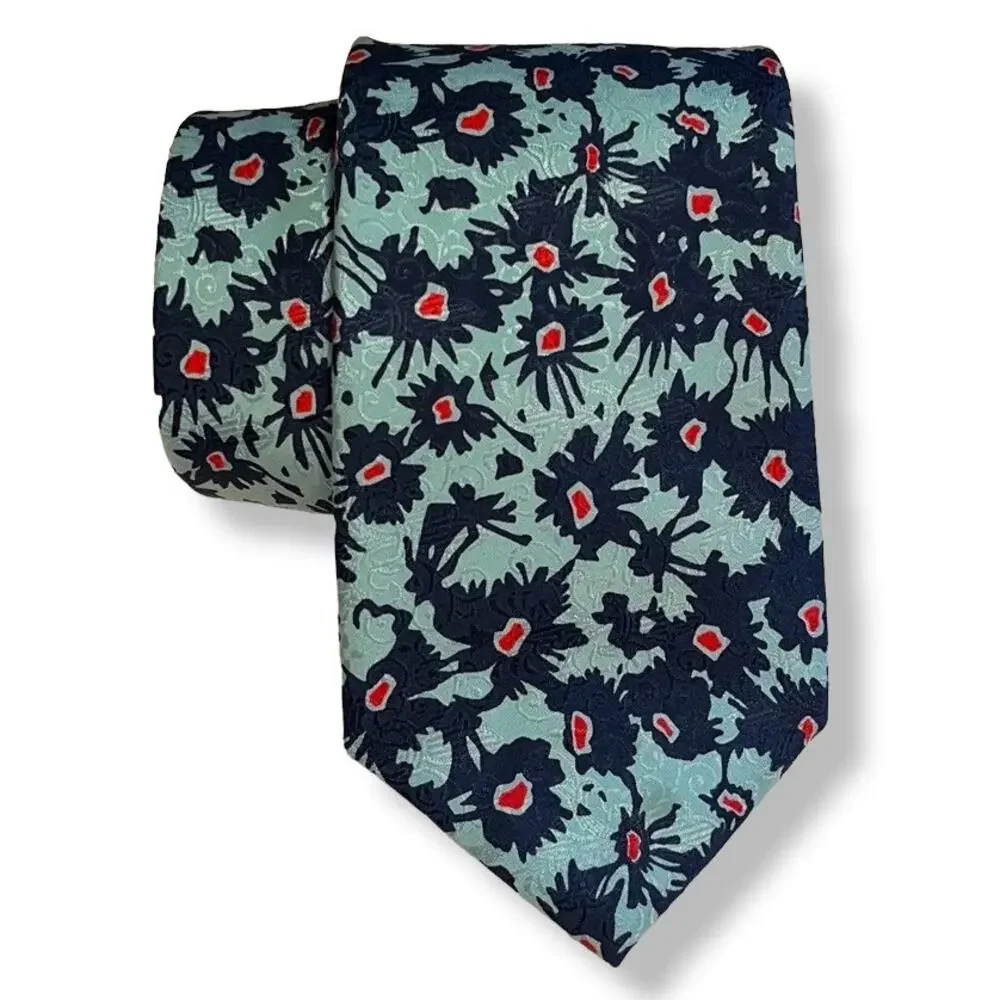 MAURO BARTOLINI Silk Tie - Flowers - Blue